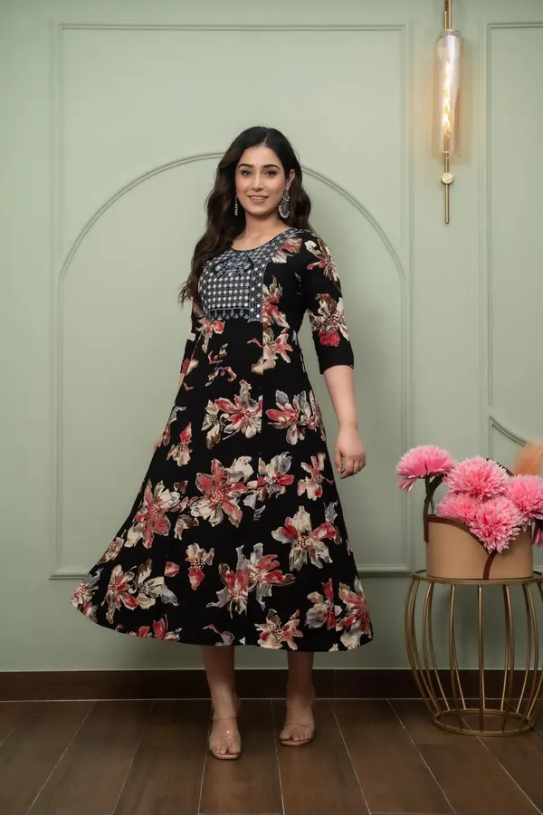 Premium Foil Rayon Anarkali Kurti | AK16923